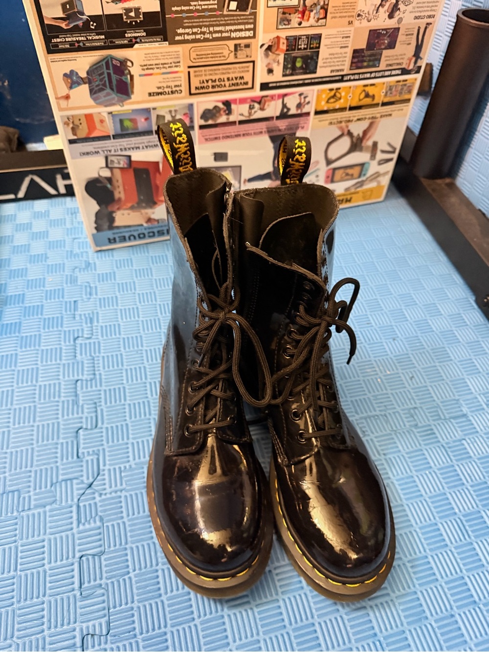 1490 WOMEN'S PATENT LEATHER MID CALF BOOTS